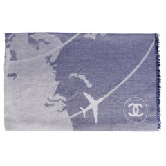 Chanel Blue Cashmere Airline Shawl