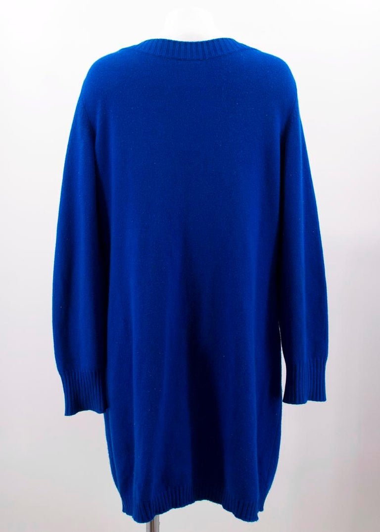 Chanel Blue Cashmere Cardigan US 12 at 1stDibs