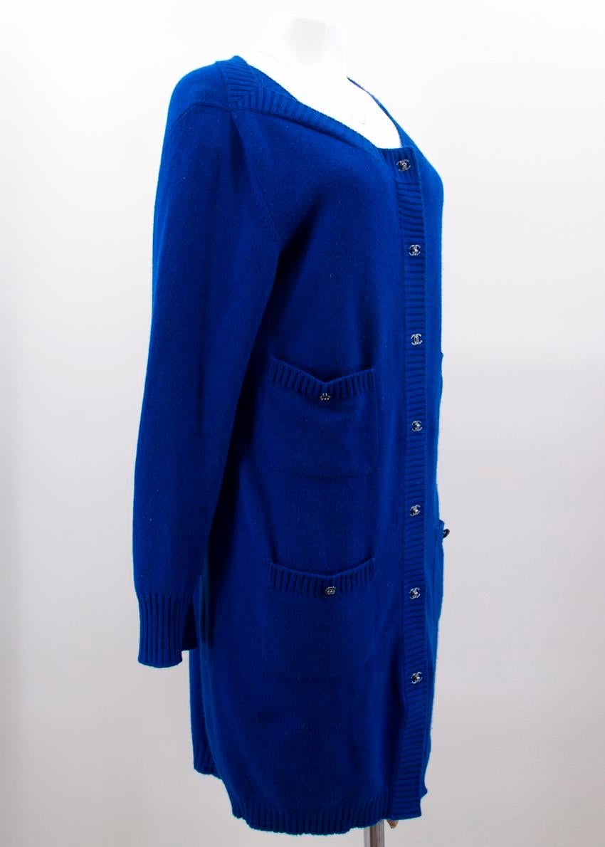 Chanel Blue Cashmere Cardigan US 12 5