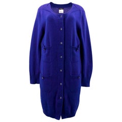 Chanel Blue Cashmere Cardigan US 12