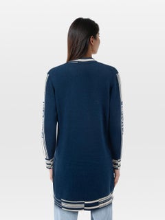 Chanel Blue Cashmere Logo Detail Cardigan Size S