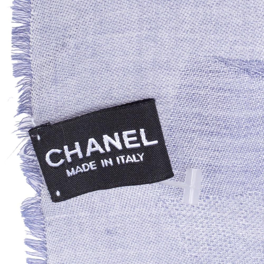 Women's Chanel Blue Cashmere Silk Camellia Shawl