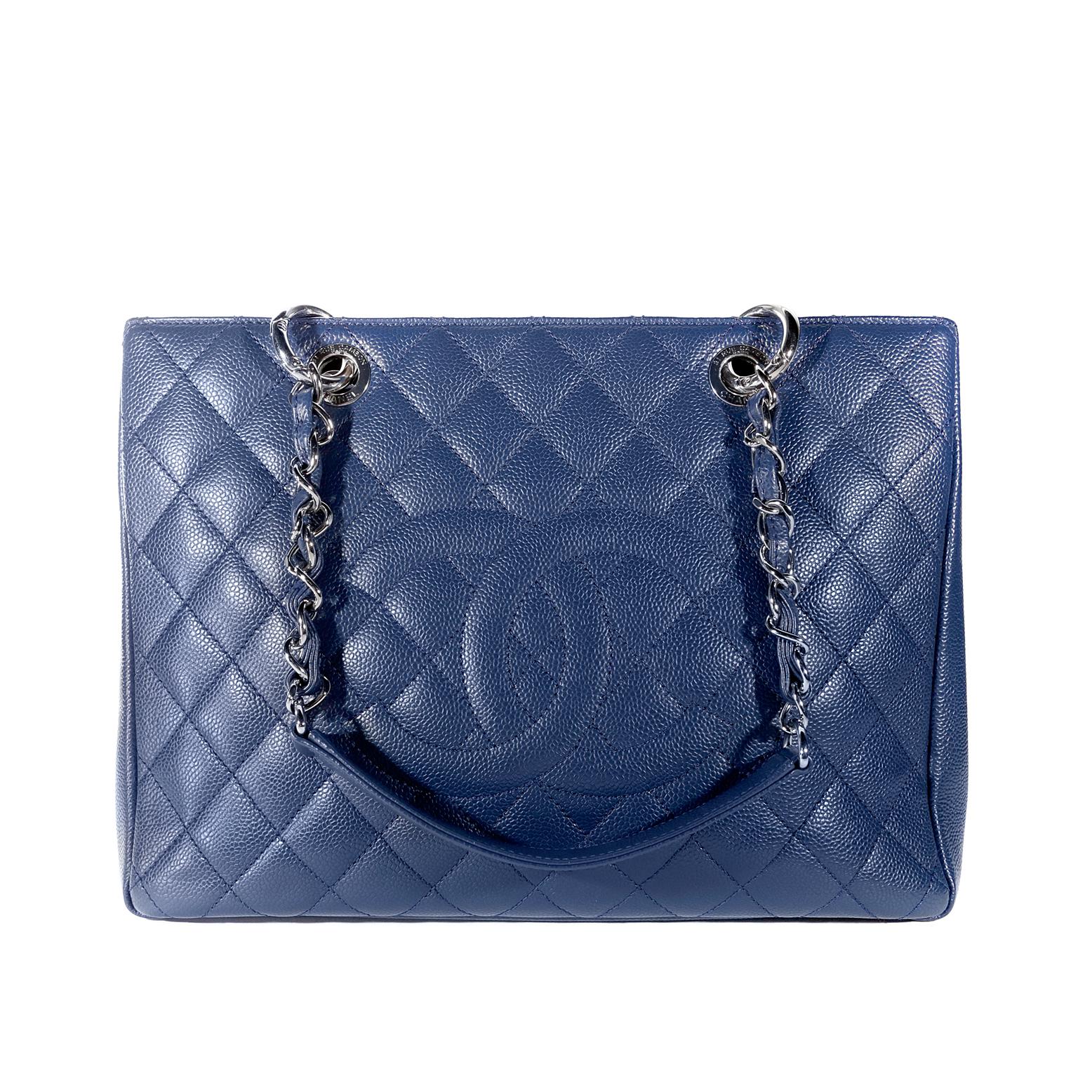 Chanel Blue Caviar GST Grand Shopping Tote In Excellent Condition In Palm Beach, FL