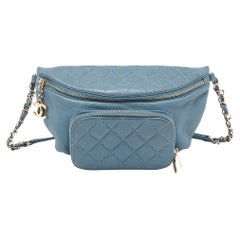 Chanel Blue Caviar Leather Business Affinity Waist Bag