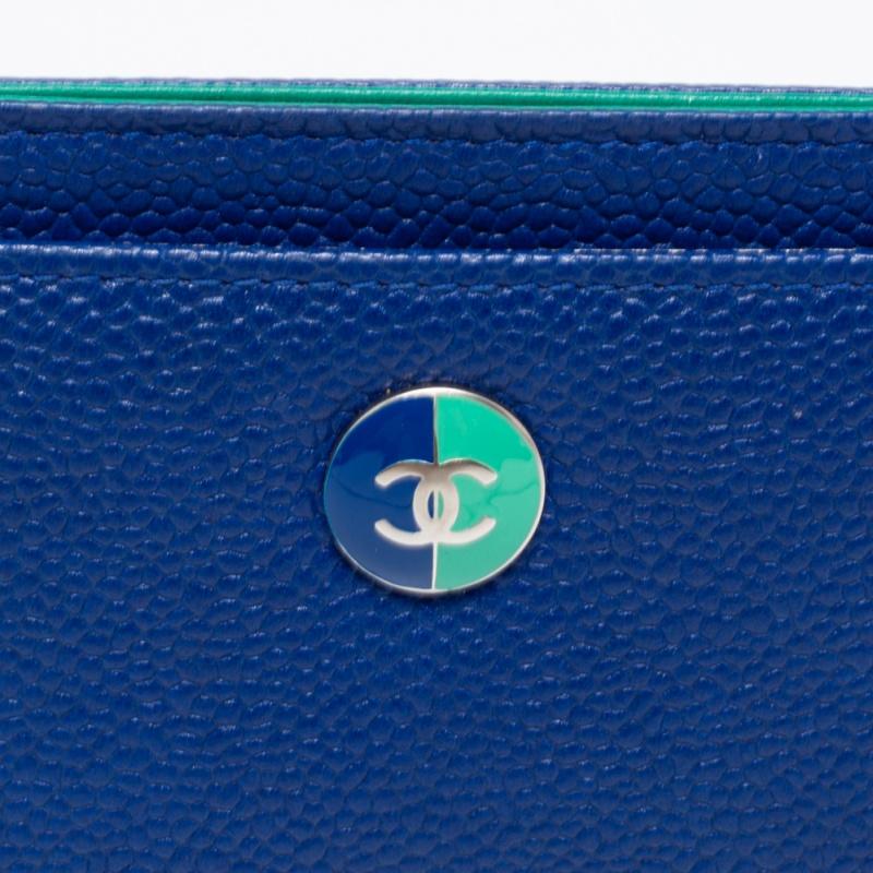 Chanel Blue Caviar Leather CC Button Card Holder 6