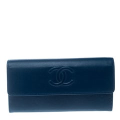Chanel Blue Caviar Leather CC Timelesss Wallet
