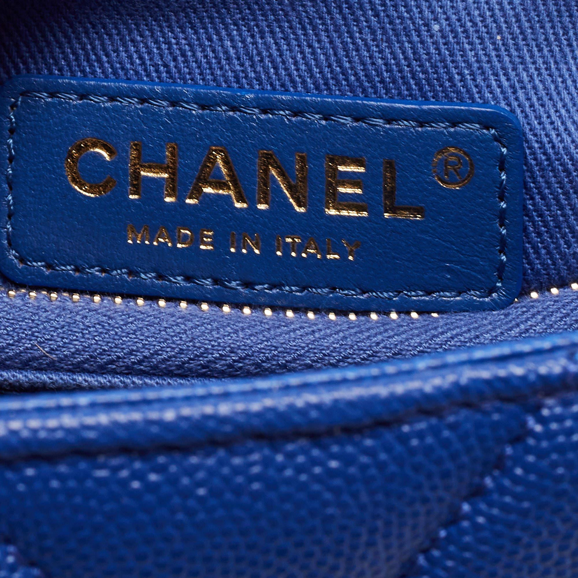 Chanel Blue Caviar Leather Medium Coco Top Handle Bag 3