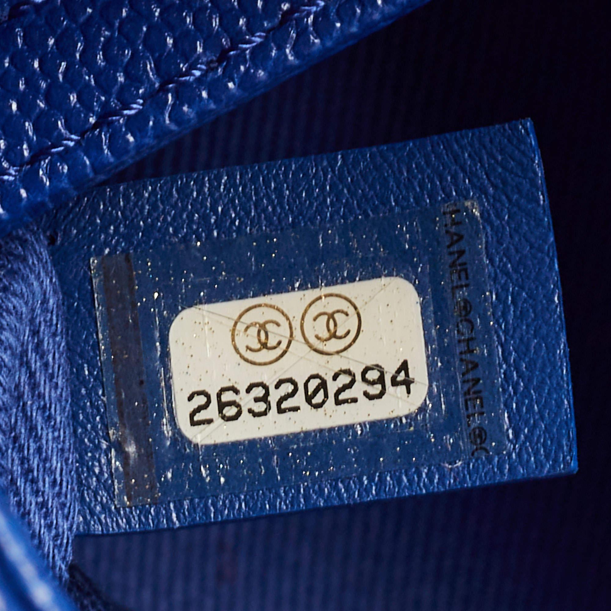 Chanel Blue Caviar Leather Medium Coco Top Handle Bag 4