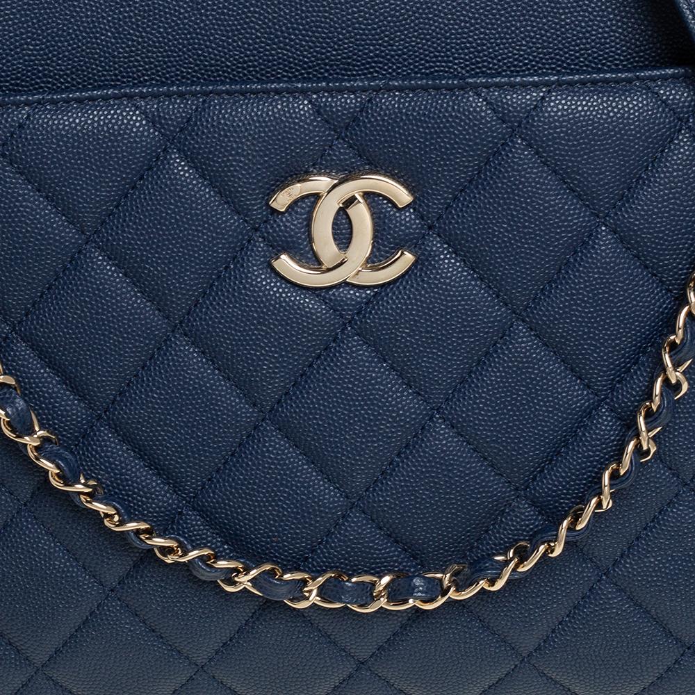 Chanel Blue Caviar Leather Urban Companion Shopping Tote 7