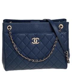 Chanel Blue Caviar Leather Urban Companion Shopping Tote