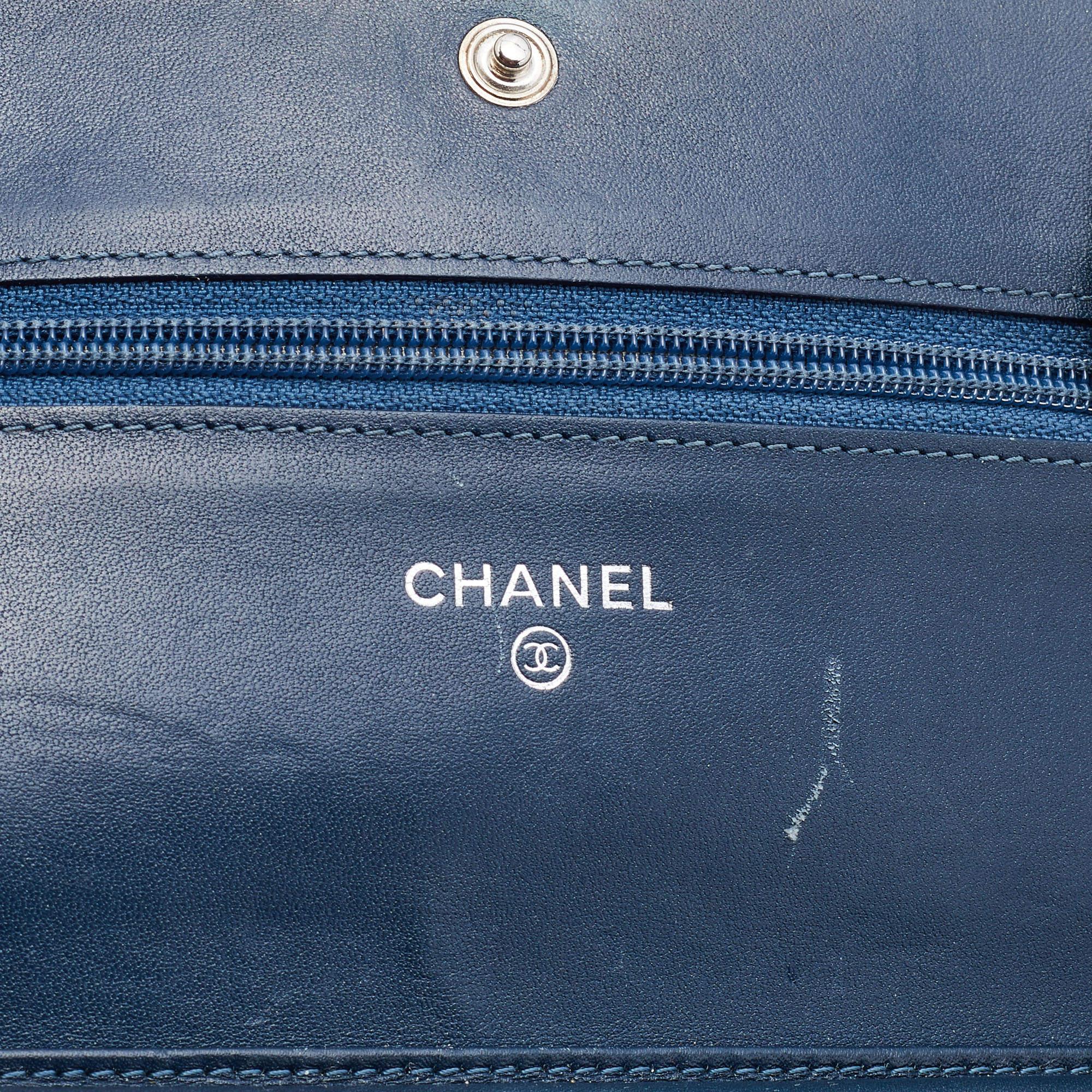 Chanel Blue Caviar Leather Wallet On Chain 7