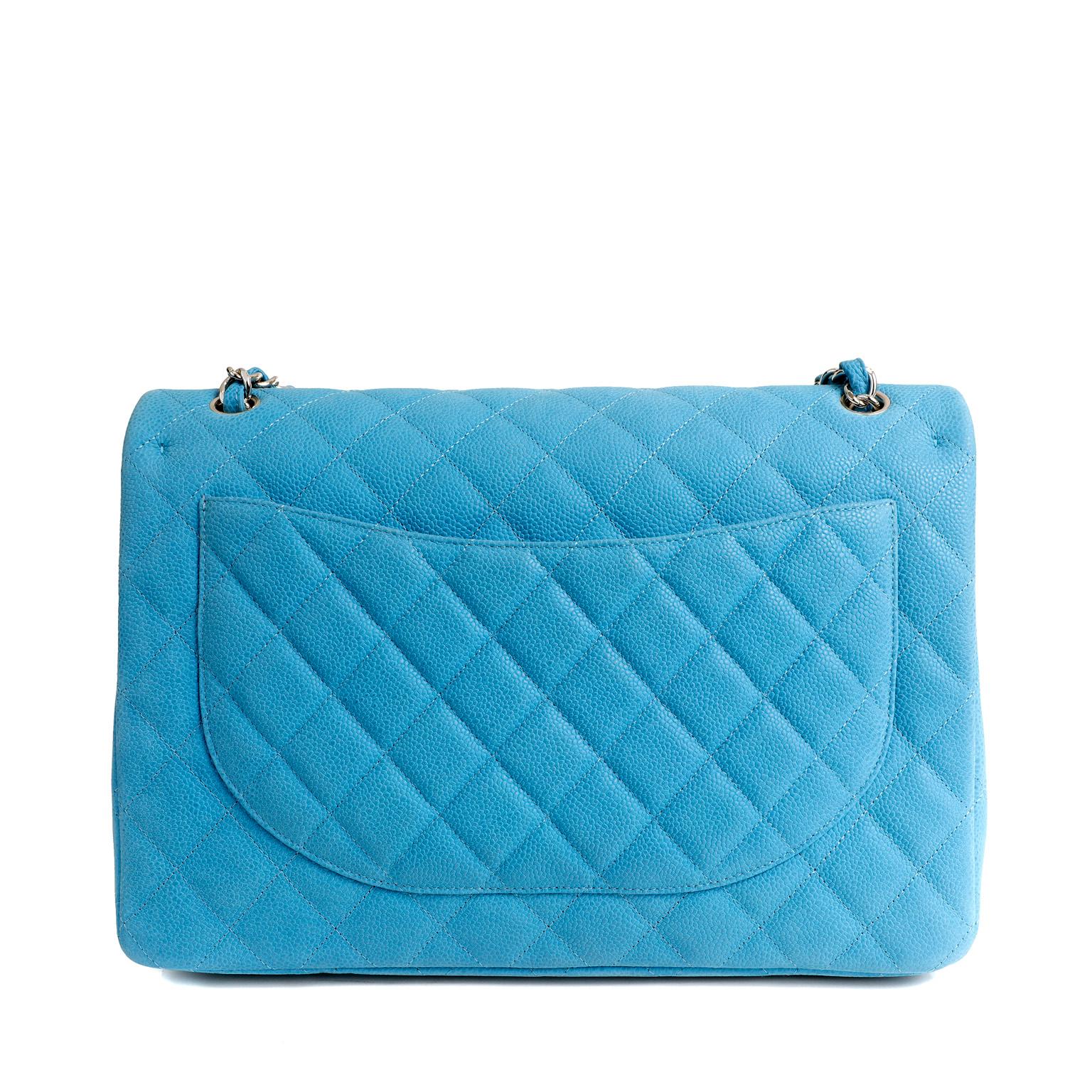 Women's Chanel Blue Caviar Maxi Double Flap Bag