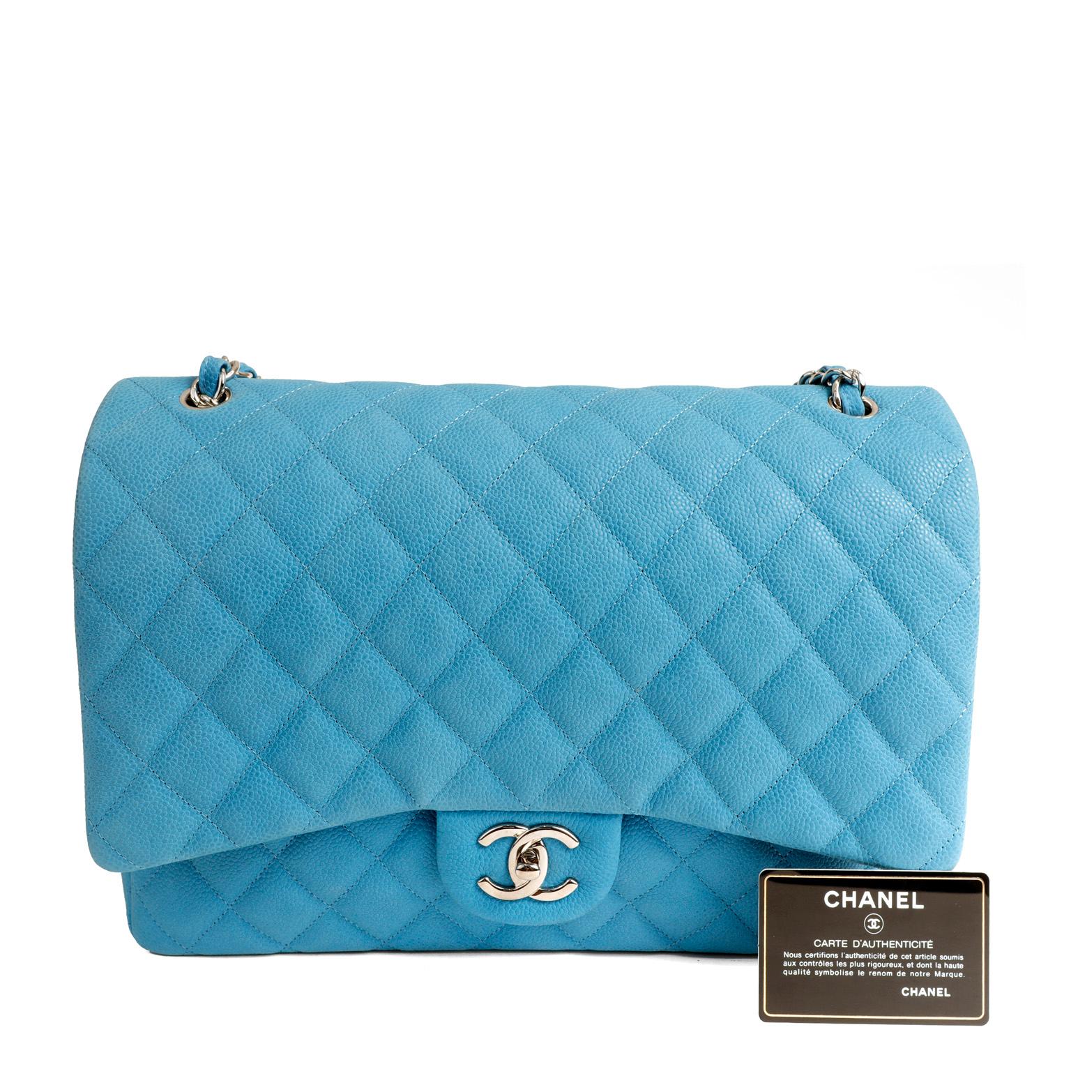 Chanel Blue Caviar Maxi Double Flap Bag 3