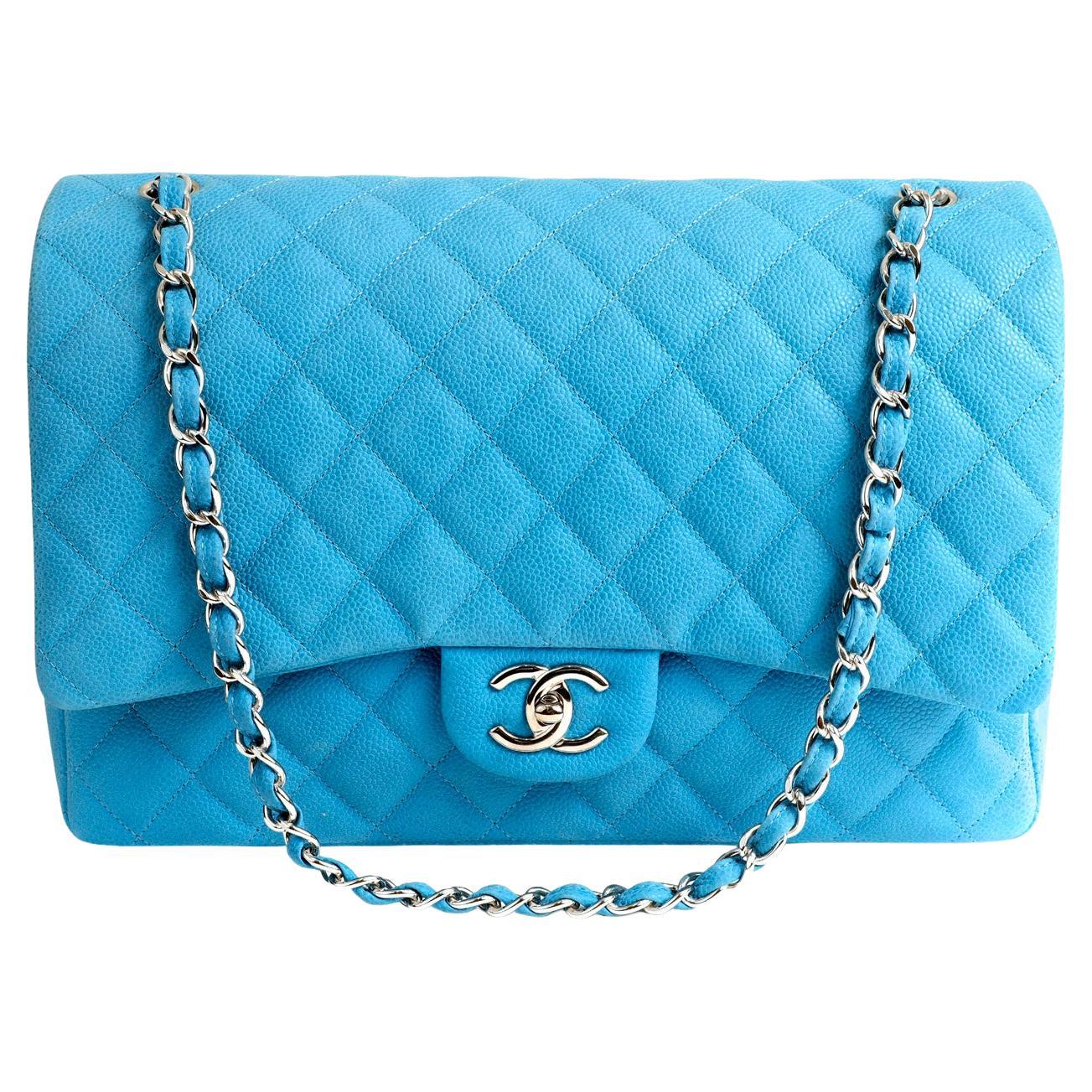 Chanel Blue Caviar Maxi Double Flap Bag