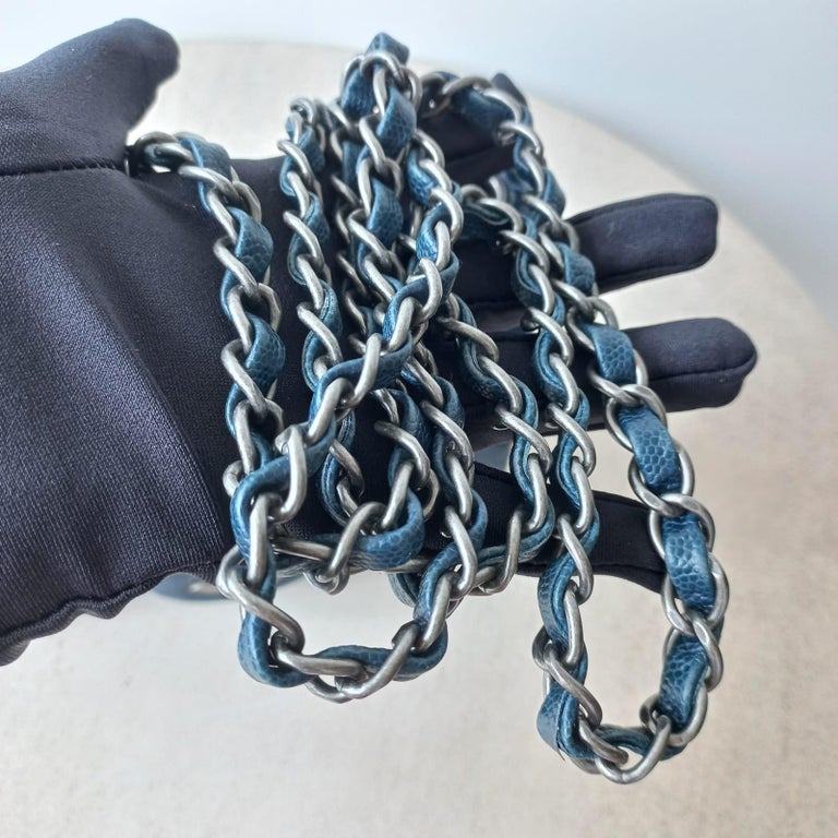 Chanel Blue Caviar Quilted Leather Mini Square Flap Bag For Sale at 1stDibs