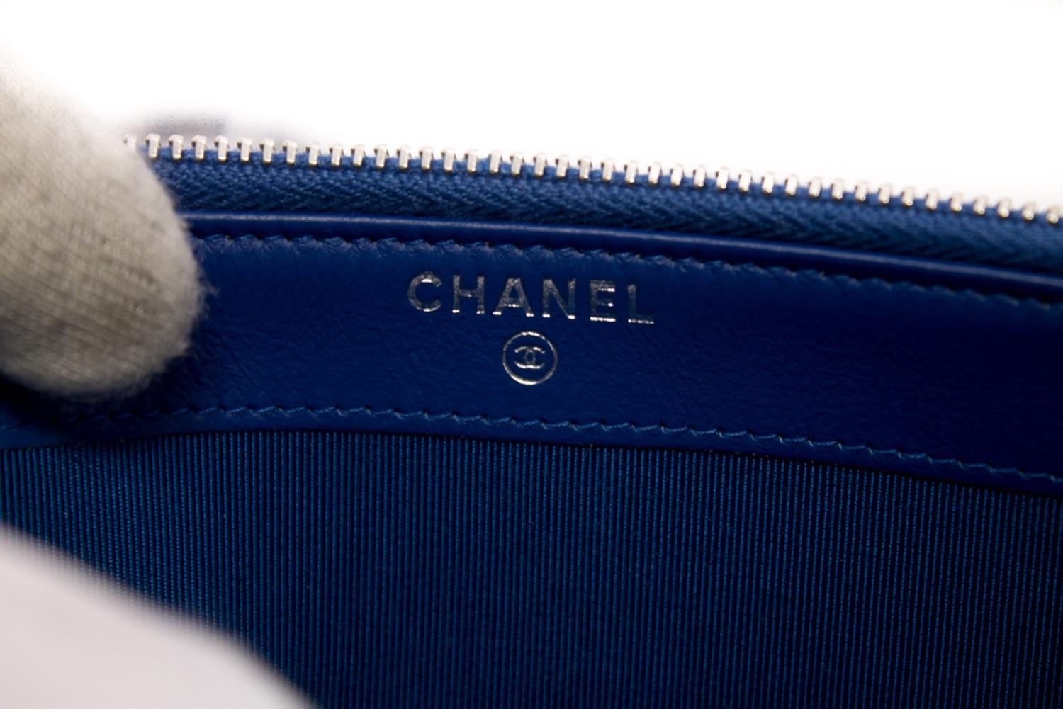 CHANEL Blue Caviar WOC Wallet On Chain V-Stitch Shoulder Bag Leather 8