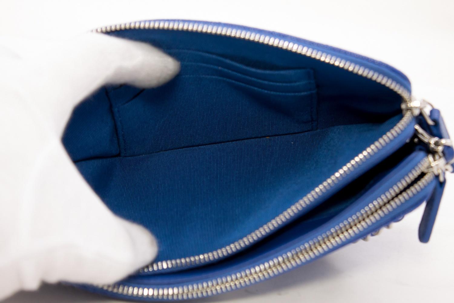 CHANEL Blue Caviar WOC Wallet On Chain V-Stitch Shoulder Bag Leather 10