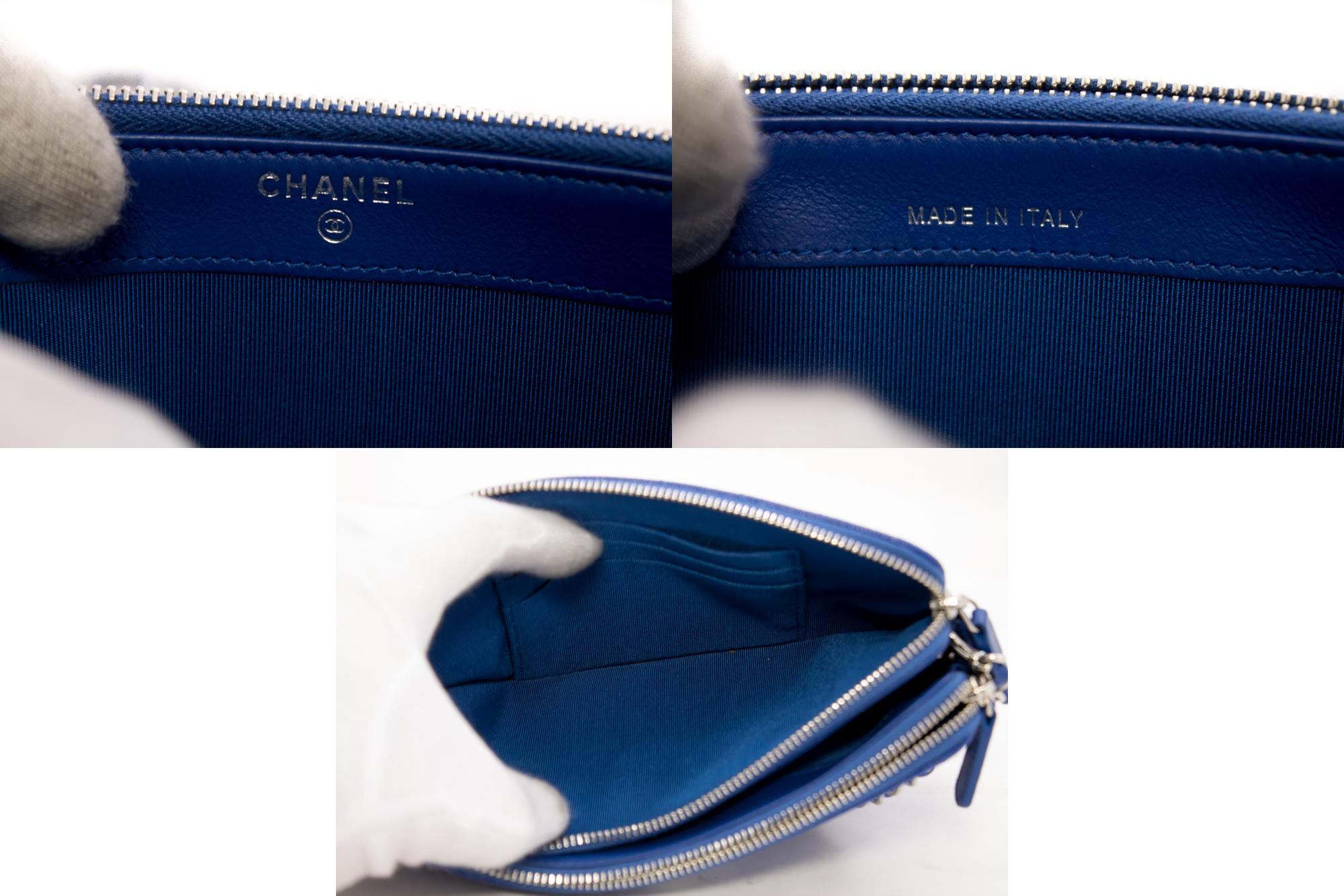 CHANEL Blue Caviar WOC Wallet On Chain V-Stitch Shoulder Bag Leather 2