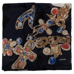 Chanel Blue CC Bijoux Chain Silk Scarf