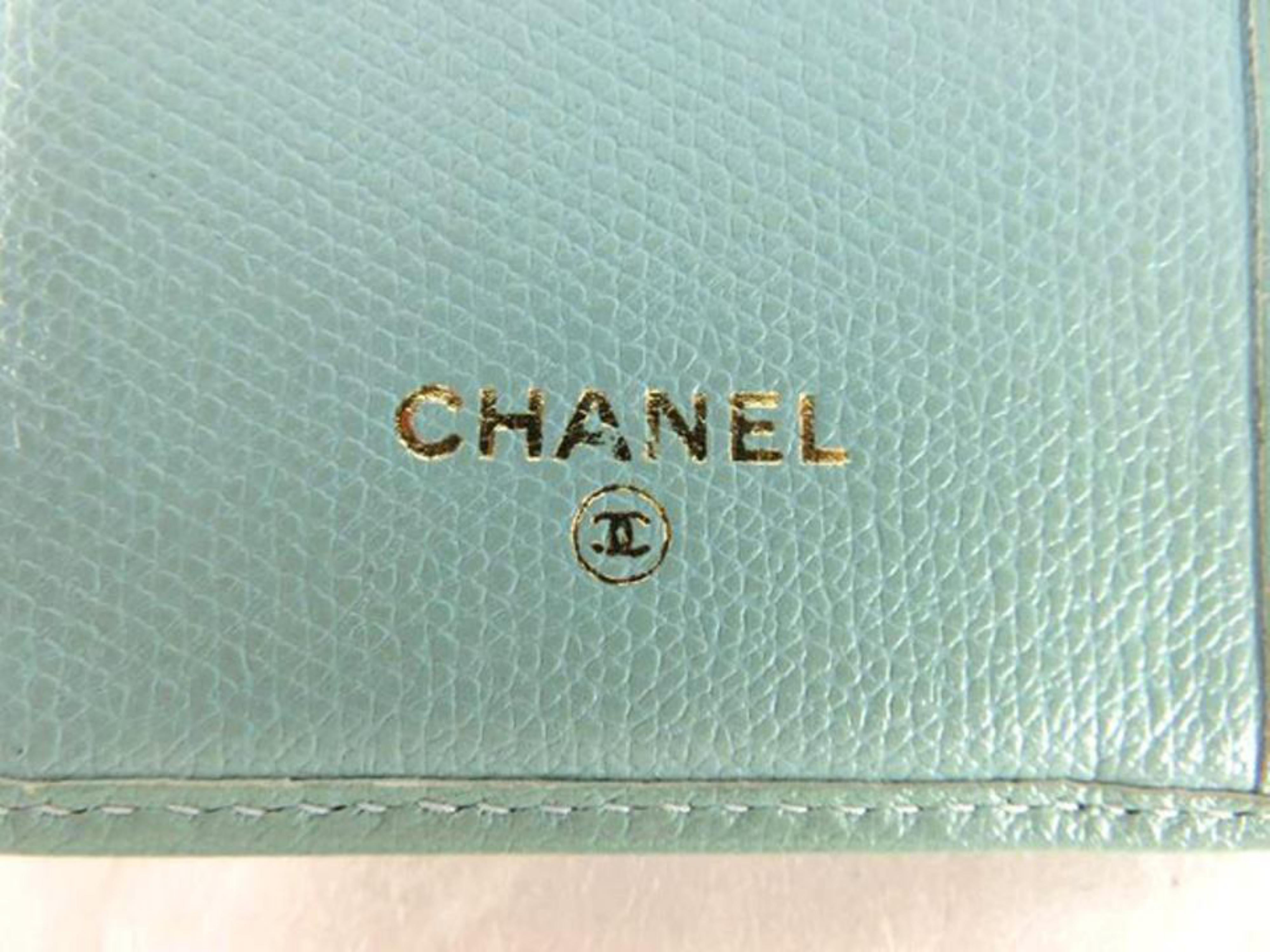 Women's Chanel Blue Cc Button Line Flap Wallet 219996 For Sale