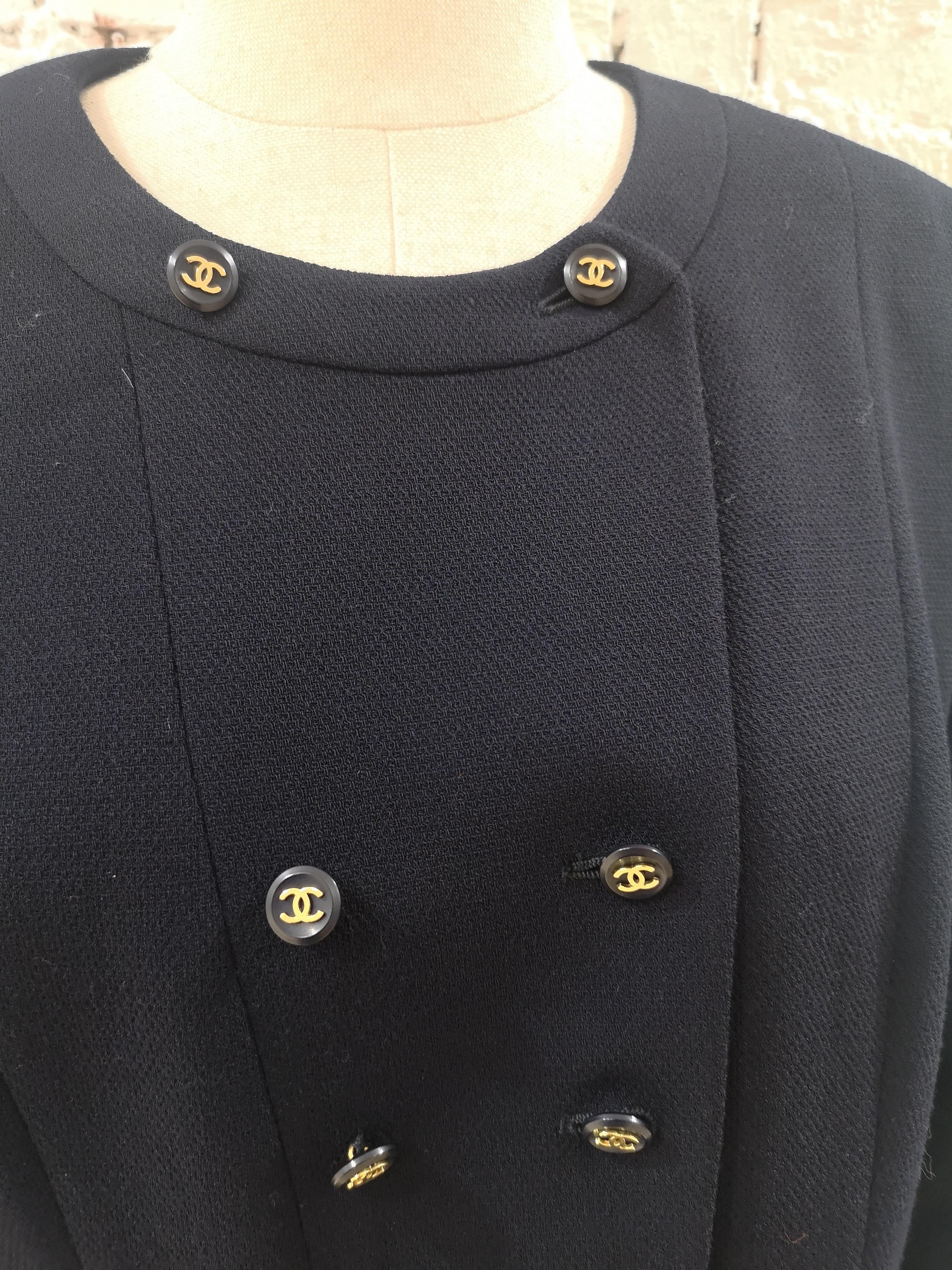 Chanel blue CC logo buttons wool jacket 4