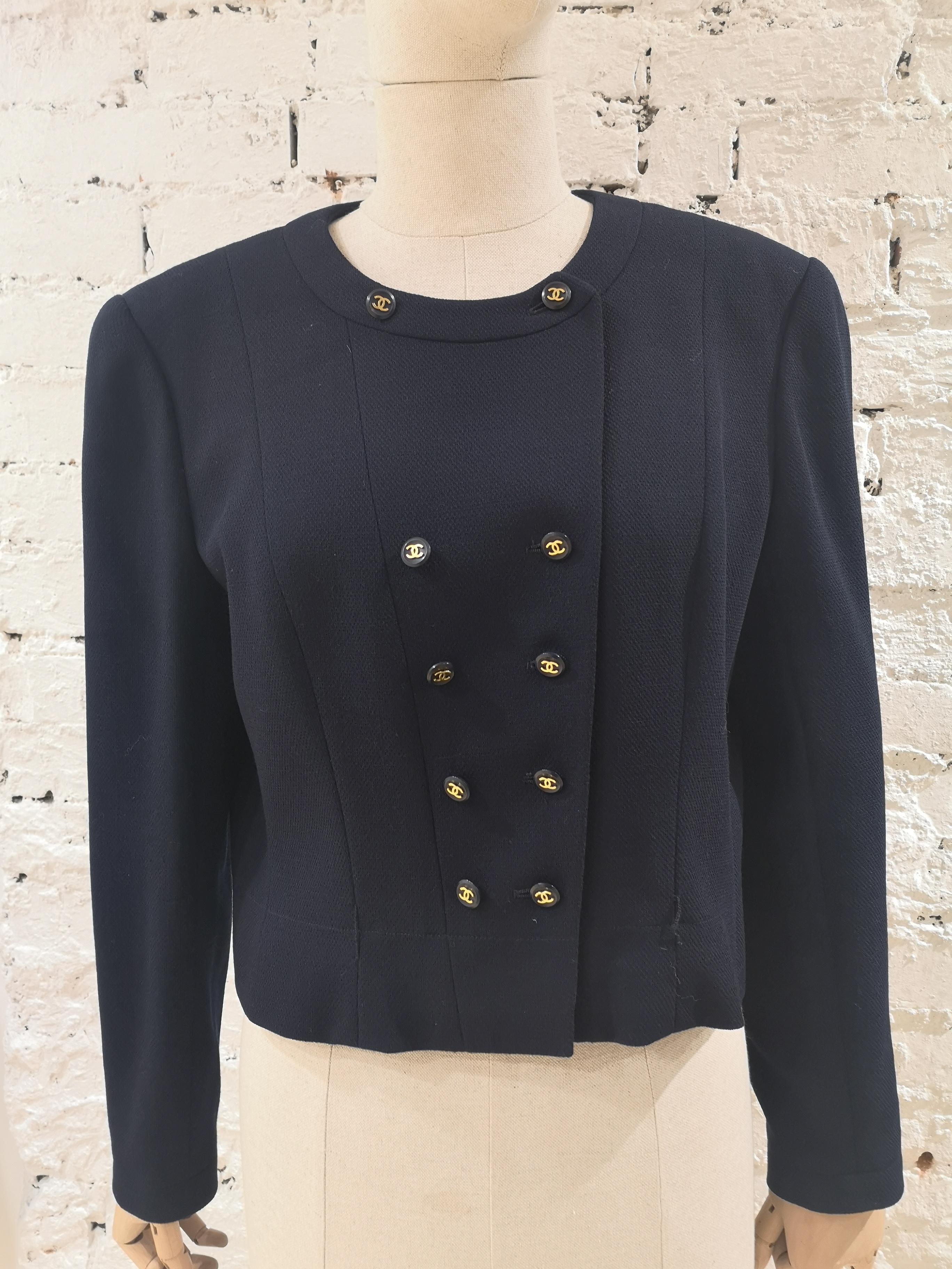 Chanel blue CC logo buttons wool jacket 5