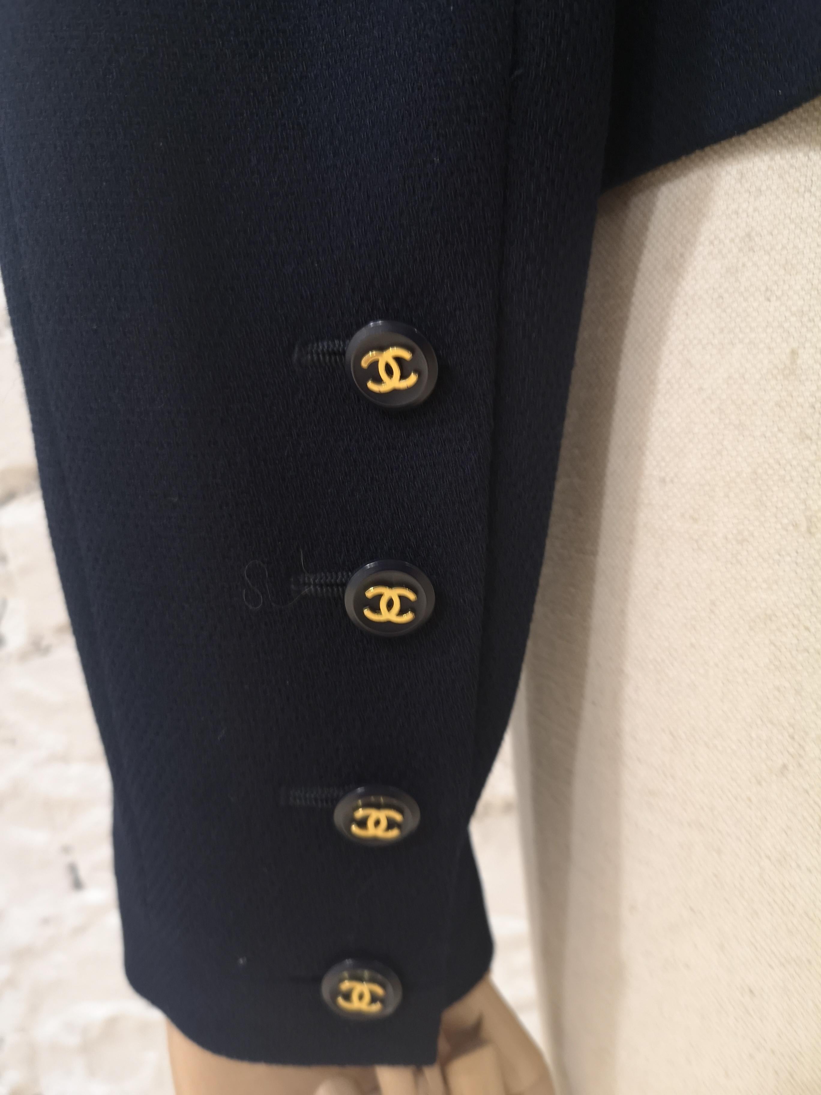 Women's Chanel blue CC logo buttons wool jacket