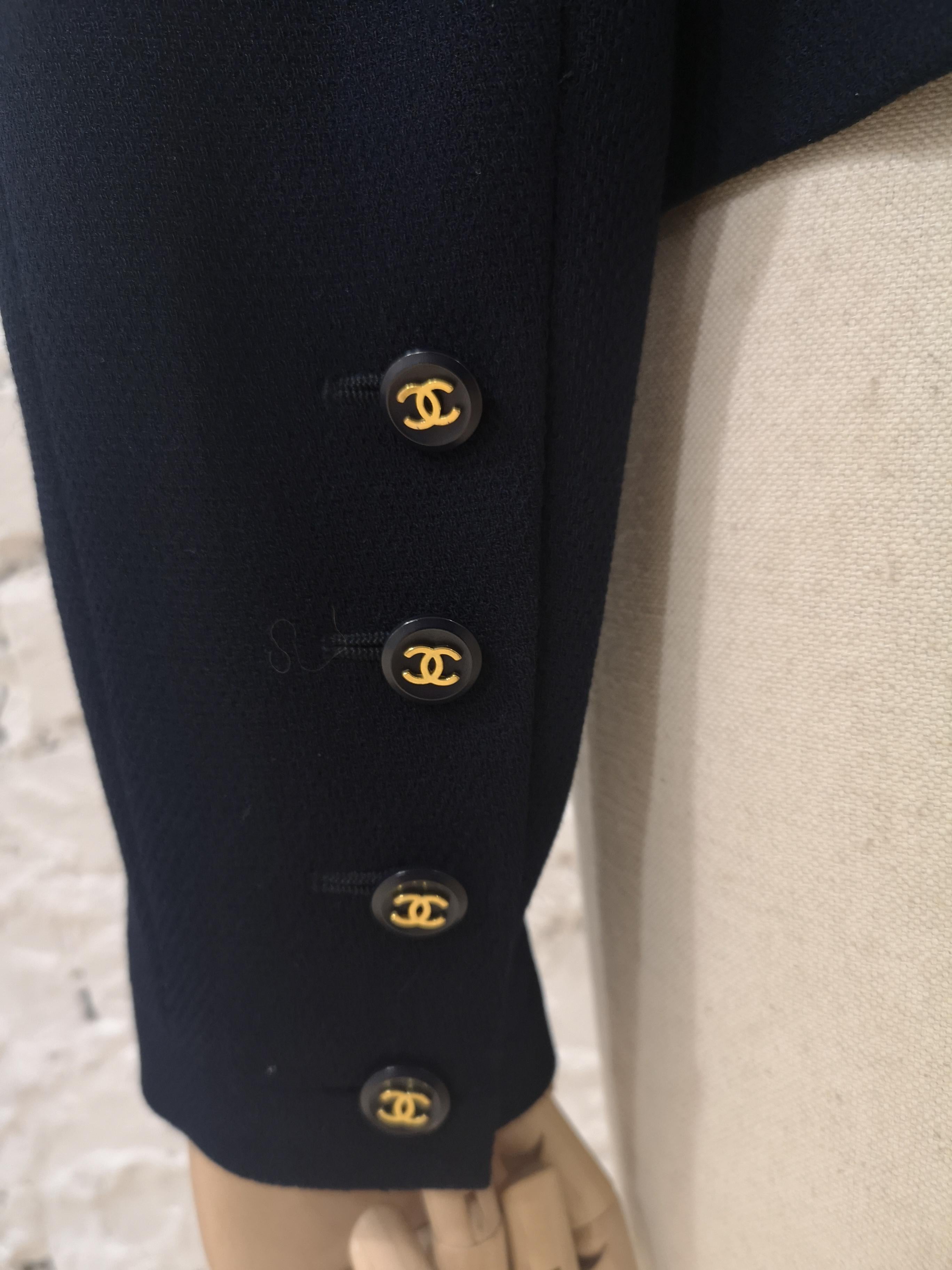 Chanel blue CC logo buttons wool jacket 1