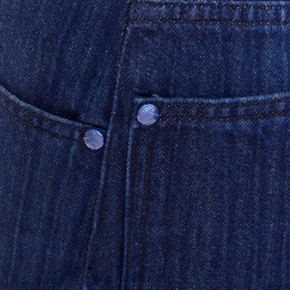 CHANEL azul CC logo tejida trompe loeil denim pantalones cortos de talle alto FR34 XS en venta 2