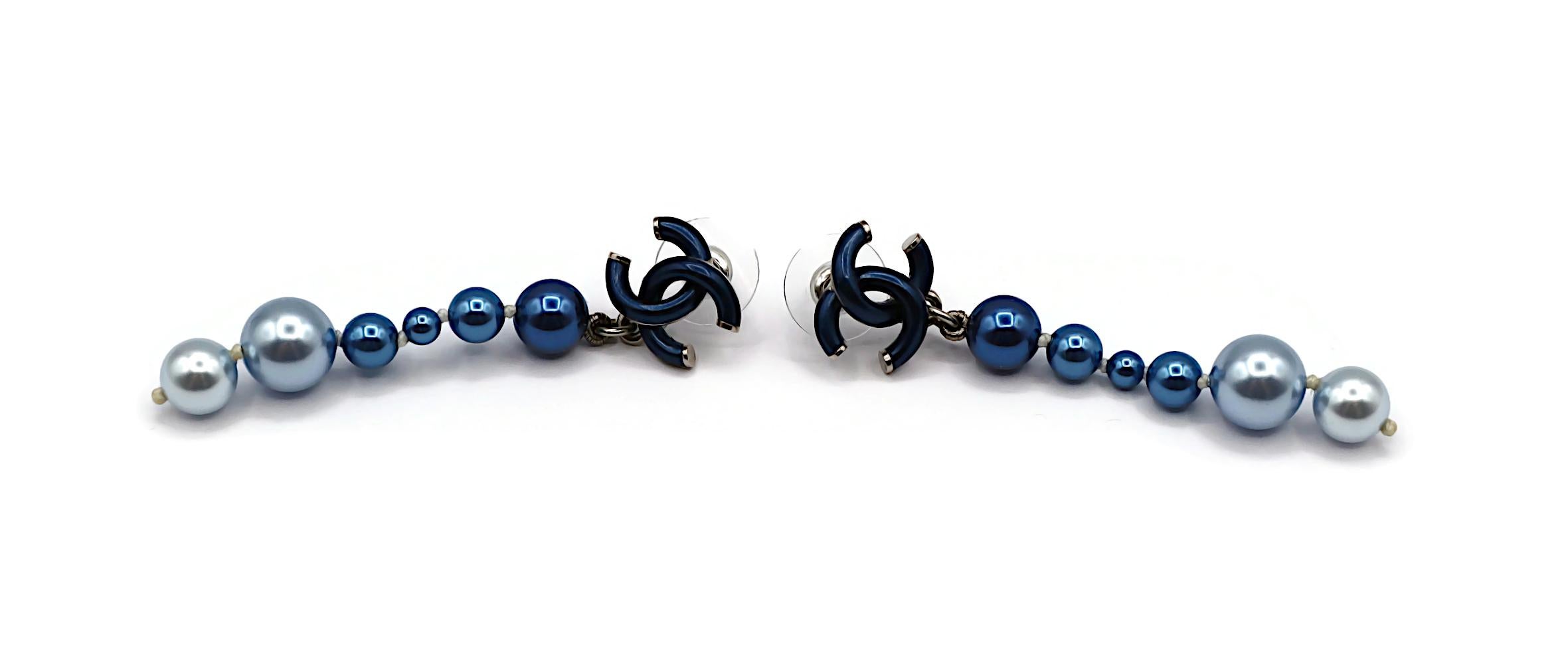 CHANEL Blue CC Pearl Dangle Earrings, 2018 For Sale 1