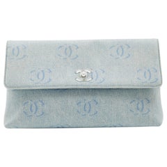 Chanel Blue CC Signature Denim Vintage Clutch