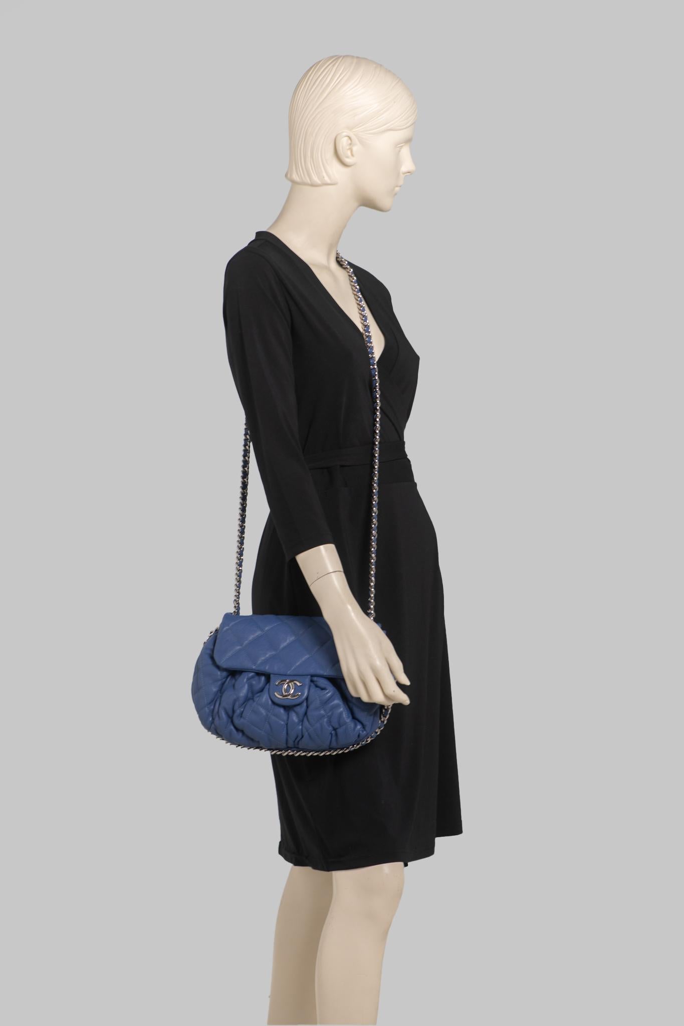 Chanel Blue Chain Around Flap Bag For Sale 9