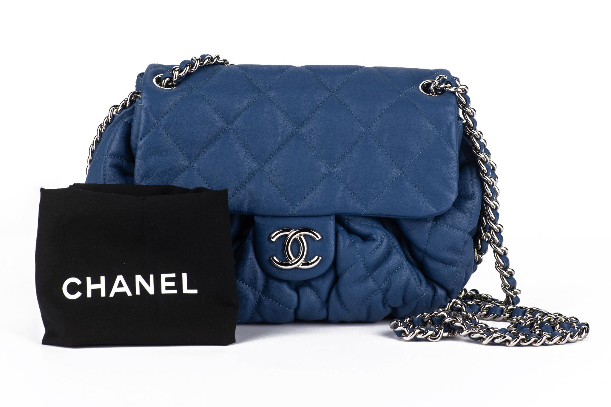 Chanel Blue Chain Around Flap Bag For Sale 10