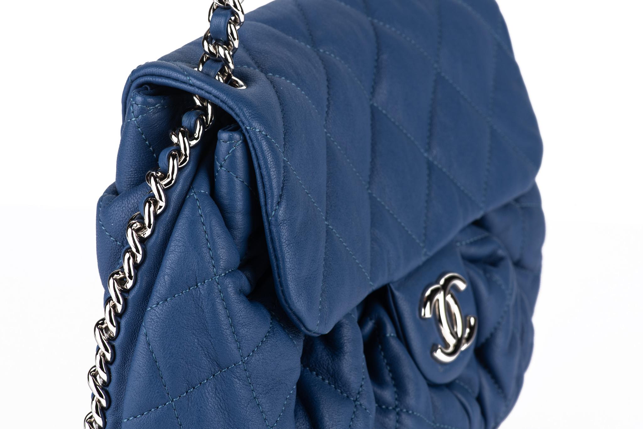 Chanel Blue Chain Around Flap Bag For Sale 3