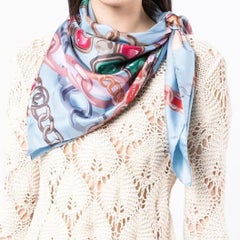 Chanel Blue Chain Motif Silk Scarf