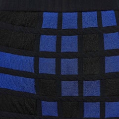 Chanel Blue Checked Knit Strapless Mini Dress M