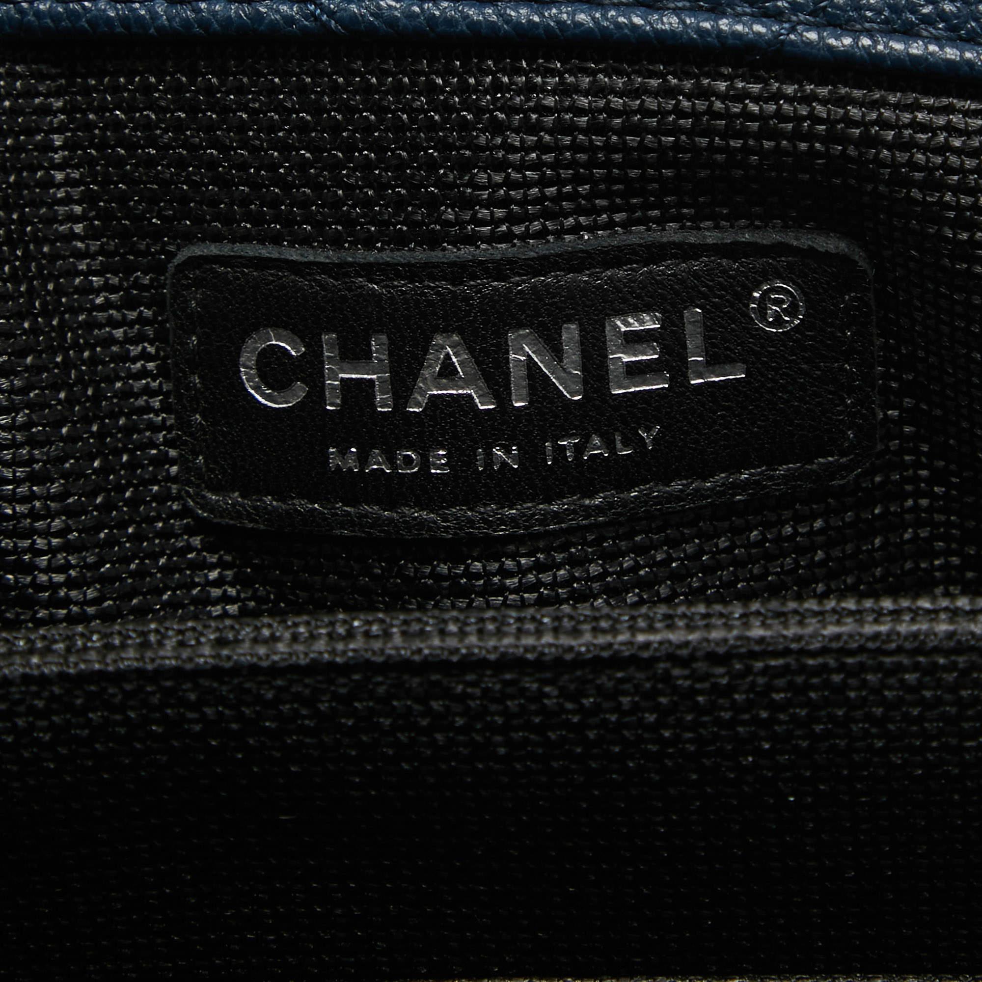 Chanel Blue Chevron Leather XXL Travel Flap Bag 6