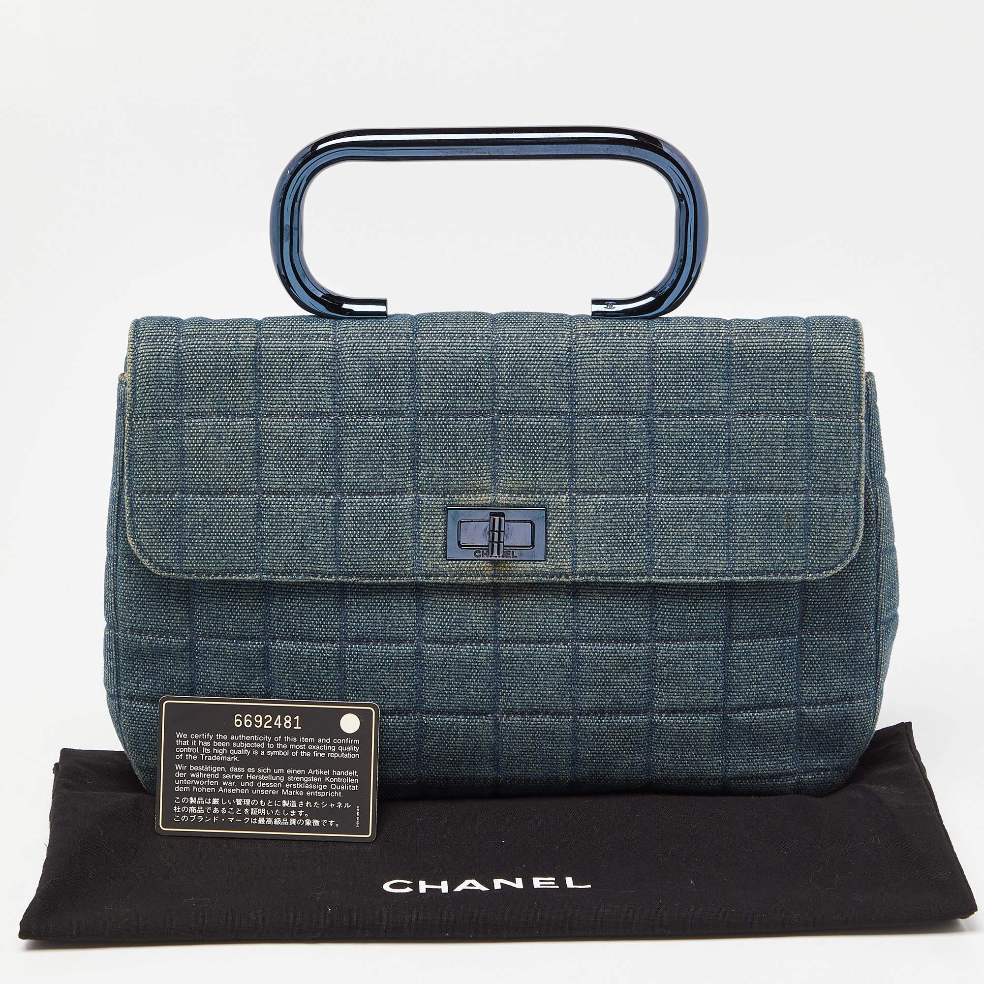 Chanel Blue Choco Bag Denim Mademoiselle Flap Bag 3