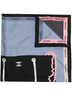 Chanel Blue Classic Bag Print Silk Scarf