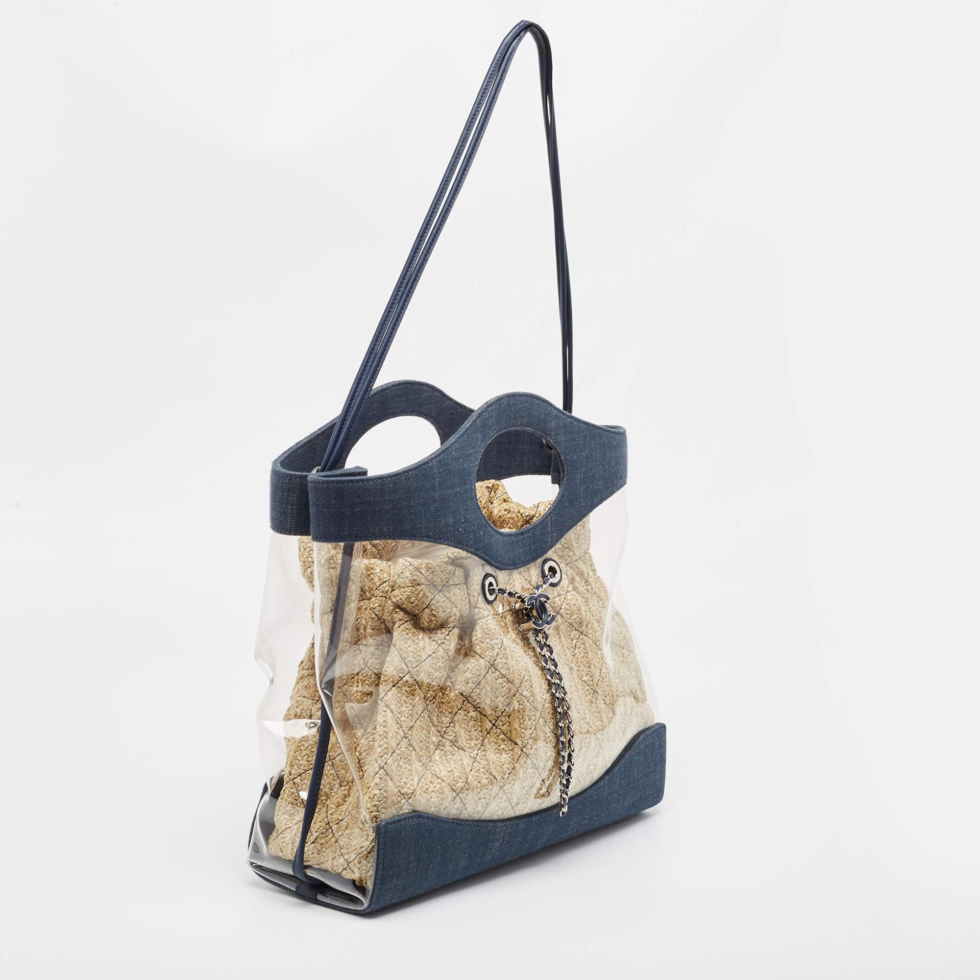 Chanel Blue/Clear PVC and Denim 31 Shopping Bag 6