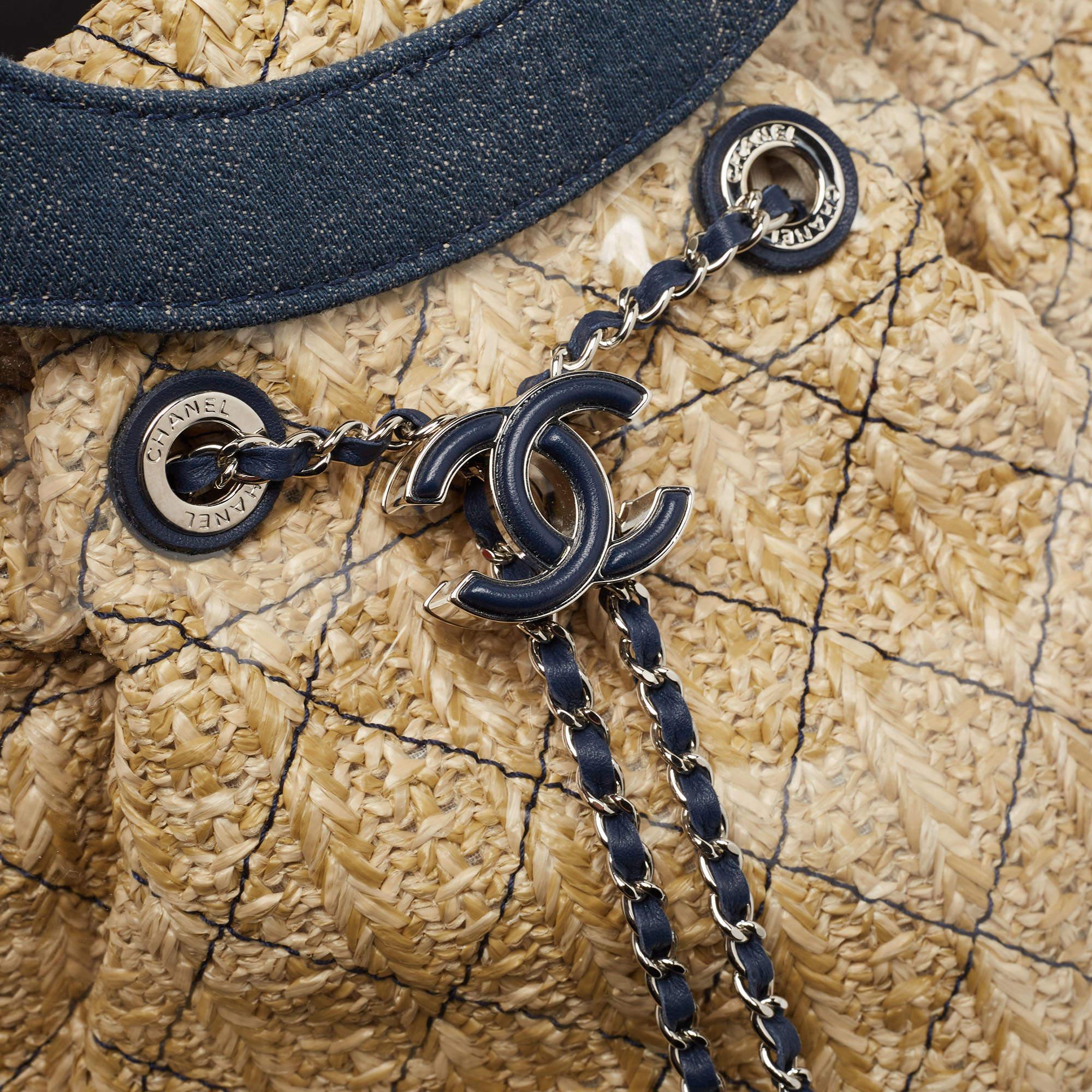 Chanel Blue/Clear PVC and Denim 31 Shopping Bag In Excellent Condition In Dubai, Al Qouz 2