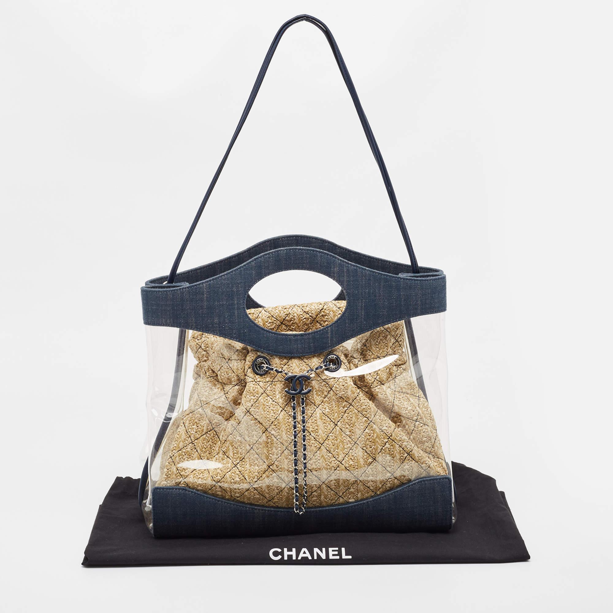 Chanel Blue/Clear PVC and Denim 31 Shopping Bag 4