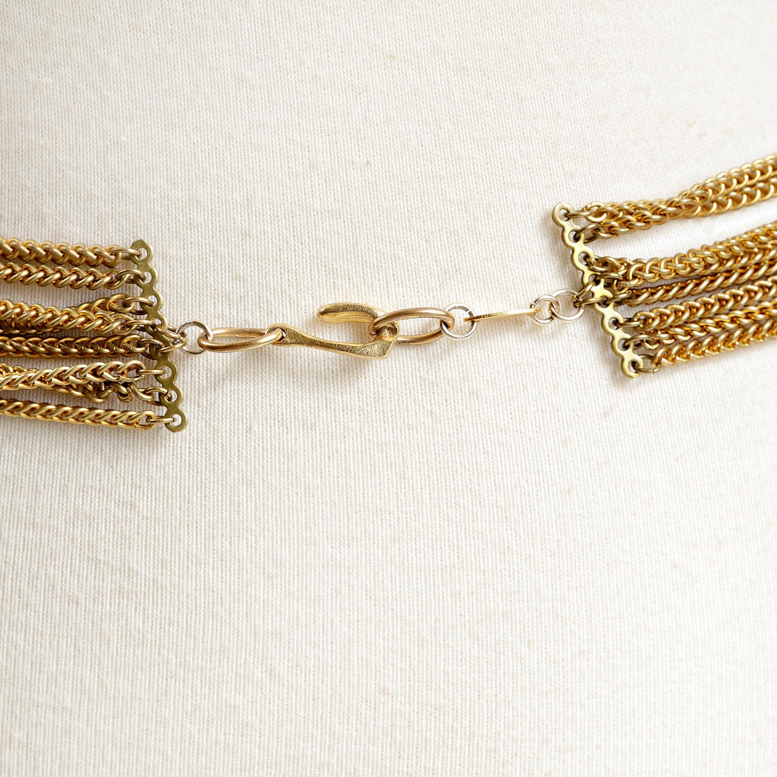 Chanel Blauer Kleeblatt Gold Multi Kette Vintage Halskette Damen im Angebot