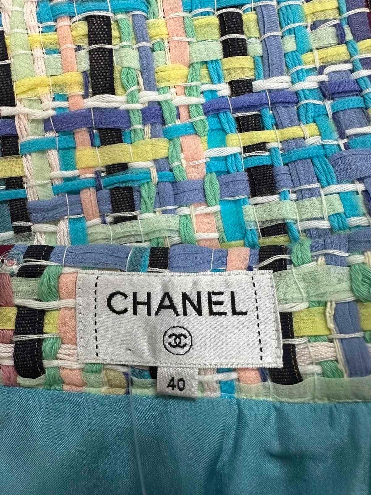 Chanel Blue Coco Cuba Lesage Tweed Fringe Skirt 1