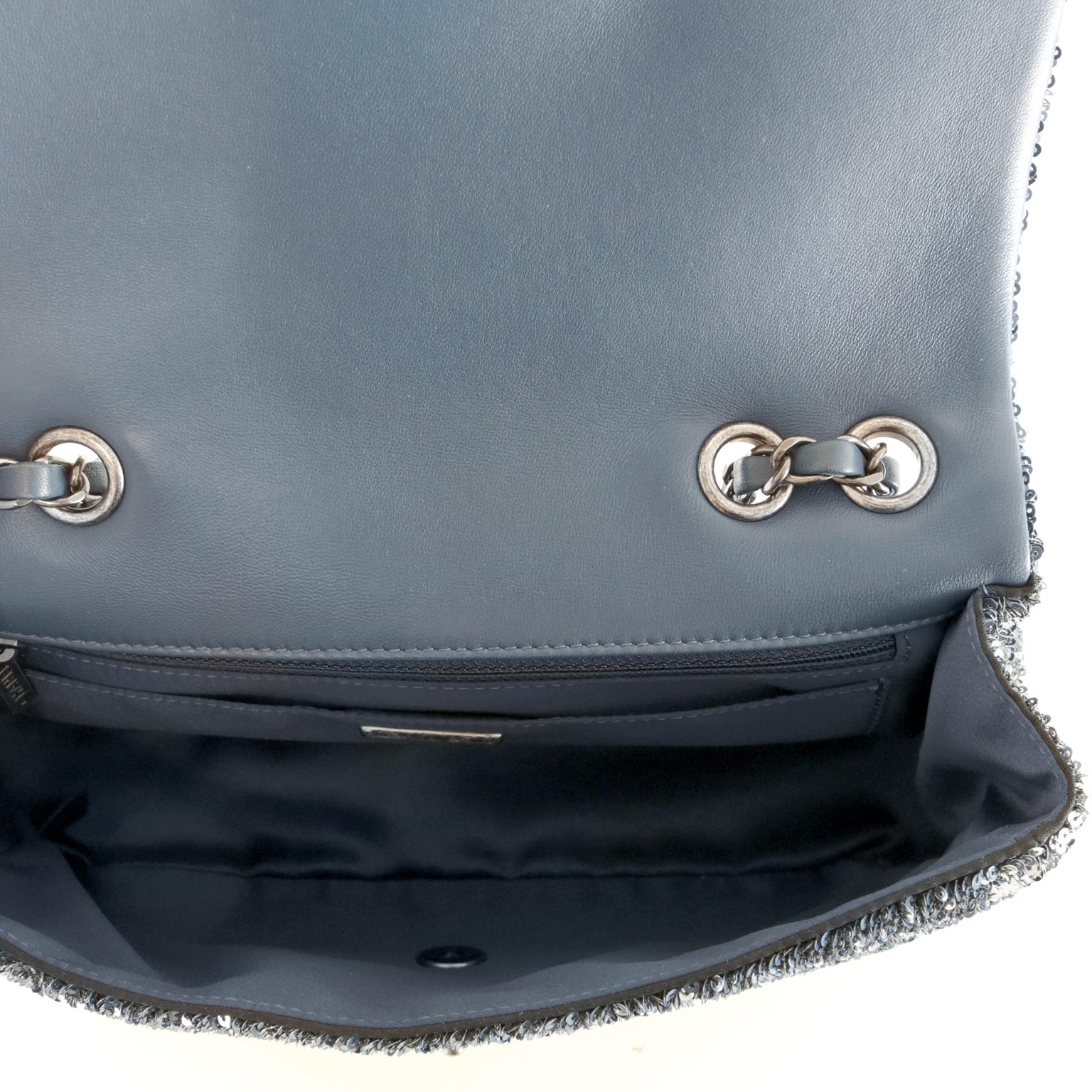 Black Chanel Blue COCO CUBA Sequins Flap Bag