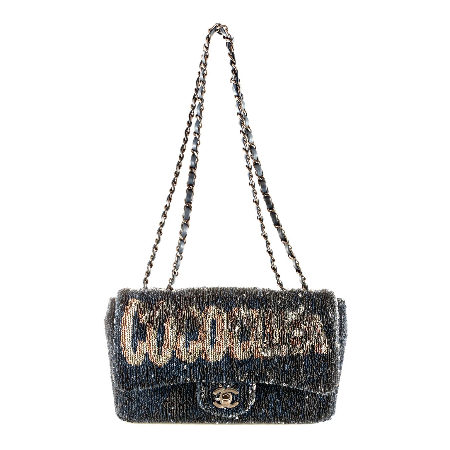 Chanel Blue COCO CUBA Sequins Flap Bag 1