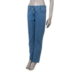 CHANEL blue cotton 12P QUILTED STRAIGHT JEANS Pants 40 M