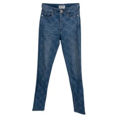 CHANEL – Blaue Baumwoll-Jeans 19B, im Used-Look, gesteppt, Skinny-Fit, Größe 34, XXS