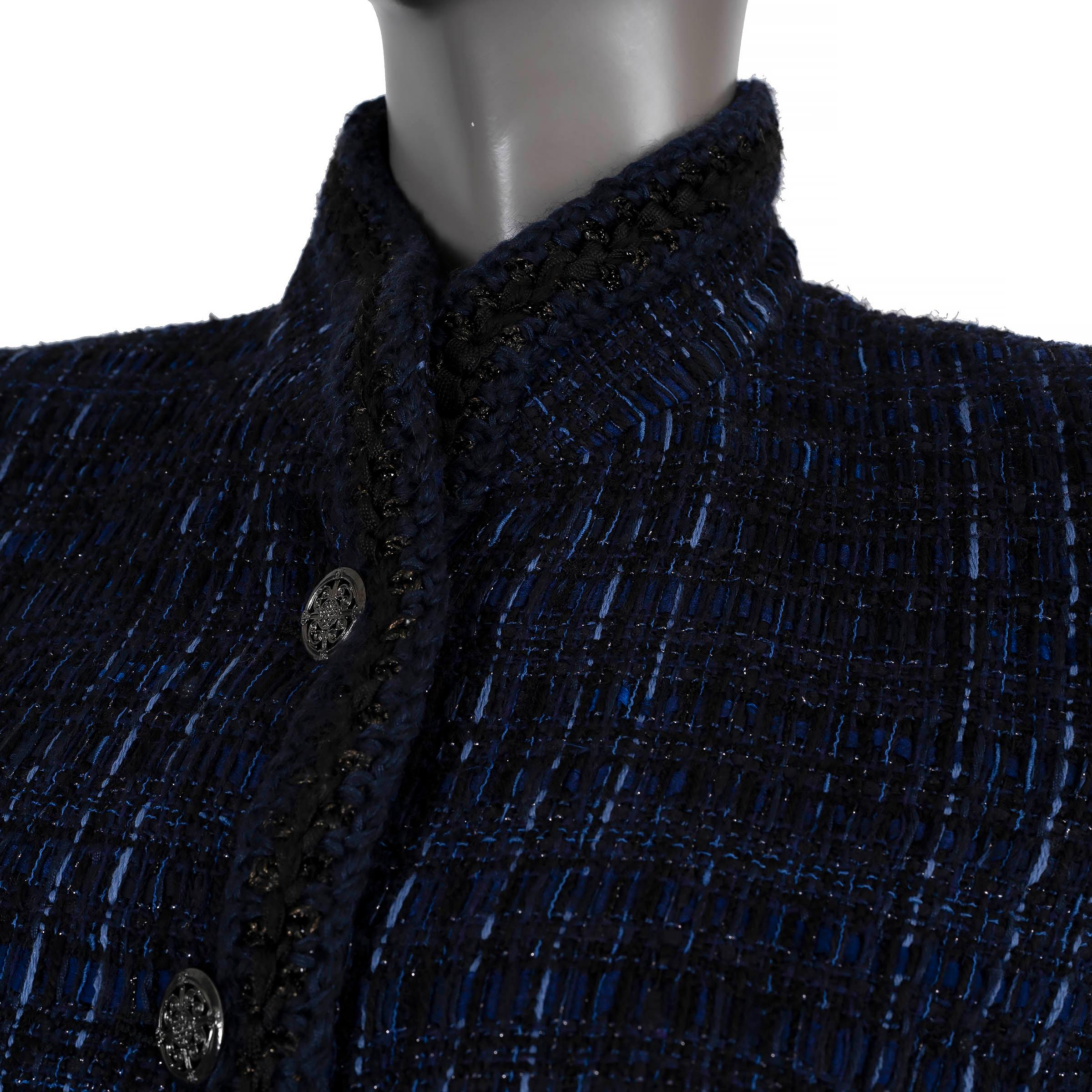 CHANEL blue cotton 2010 10A SHANGHAI TWEED Jacket 38 S 1
