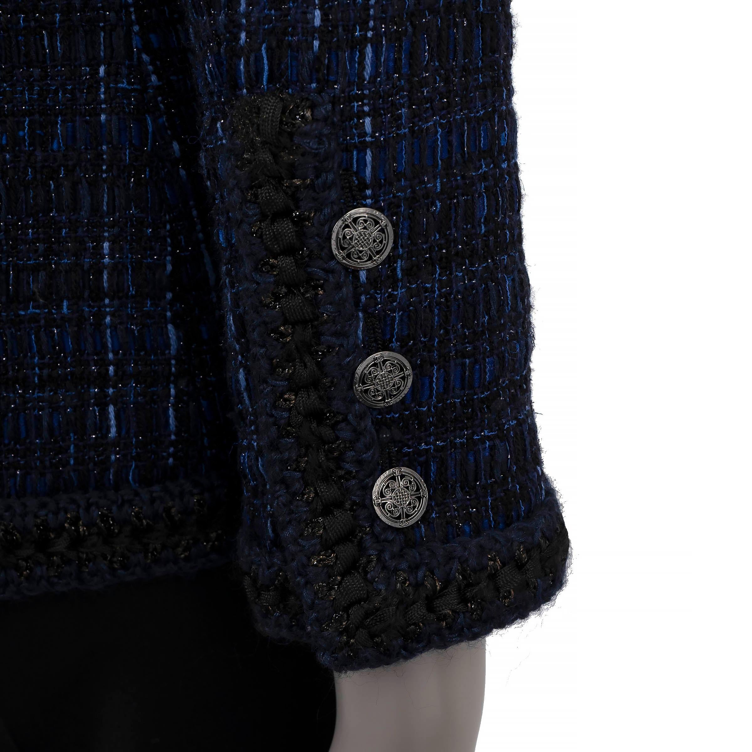 CHANEL blue cotton 2010 10A SHANGHAI TWEED Jacket 38 S 2